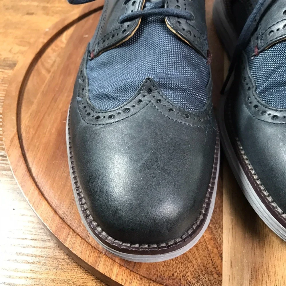 Cole Haan OriginalGrand Wingtip Oxford Mens 8.5M Dark Night Navy Leather Shoe